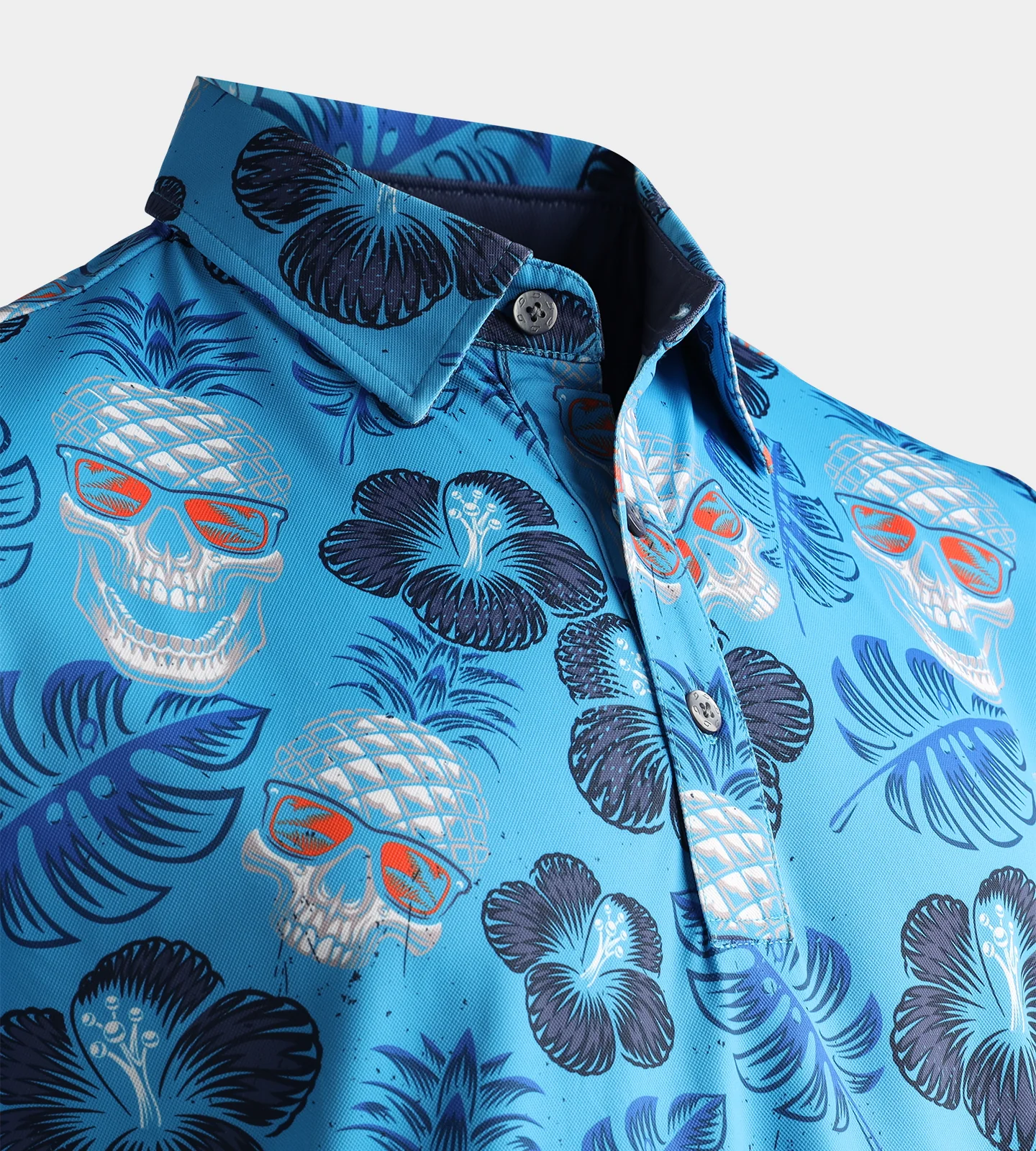 PINEAPPLE SKULLZ POLO - BLUE / ORANGE - Image 6