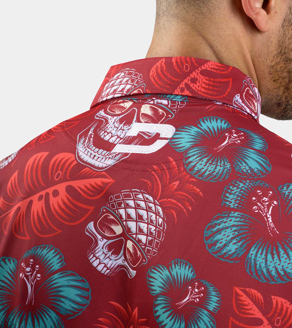 PINEAPPLE SKULLZ POLO - RED - Image 4