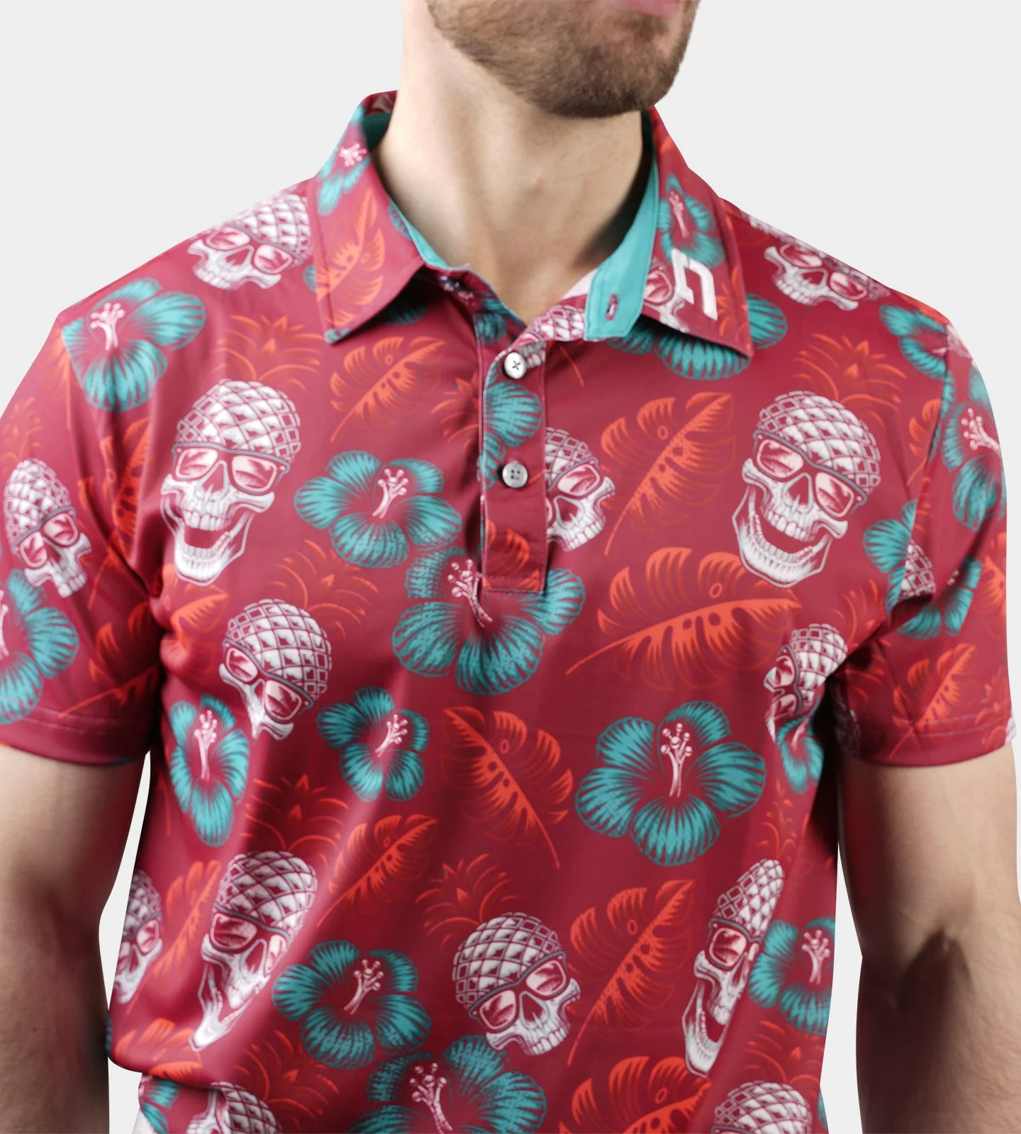 PINEAPPLE SKULLZ POLO - RED - Image 5
