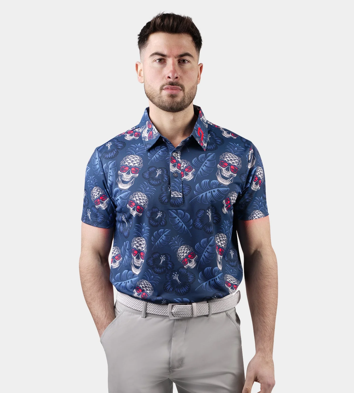 PINEAPPLE SKULLZ 2.0 POLO - NAVY / CORAL - Image 3