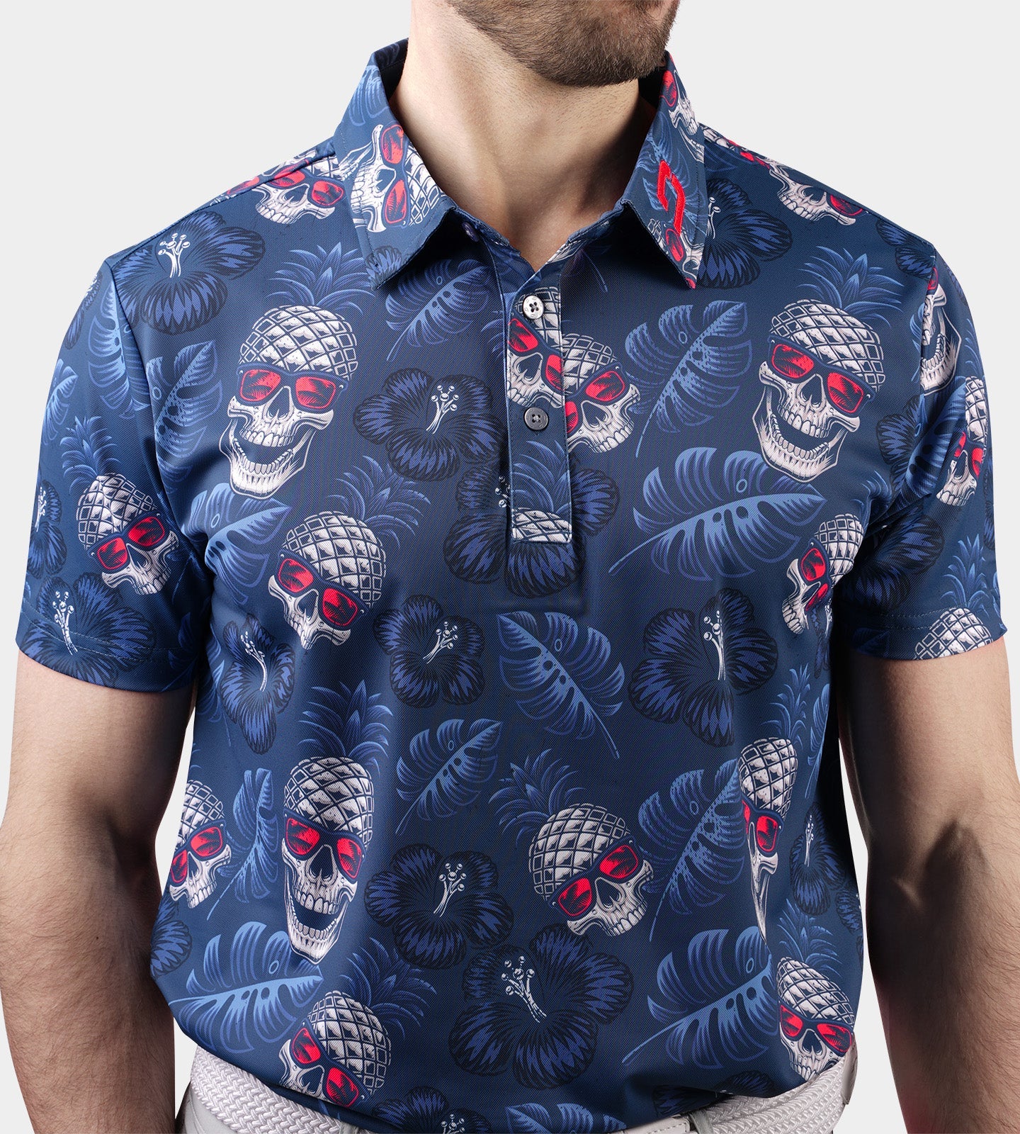 PINEAPPLE SKULLZ 2.0 POLO - NAVY / CORAL - Image 4