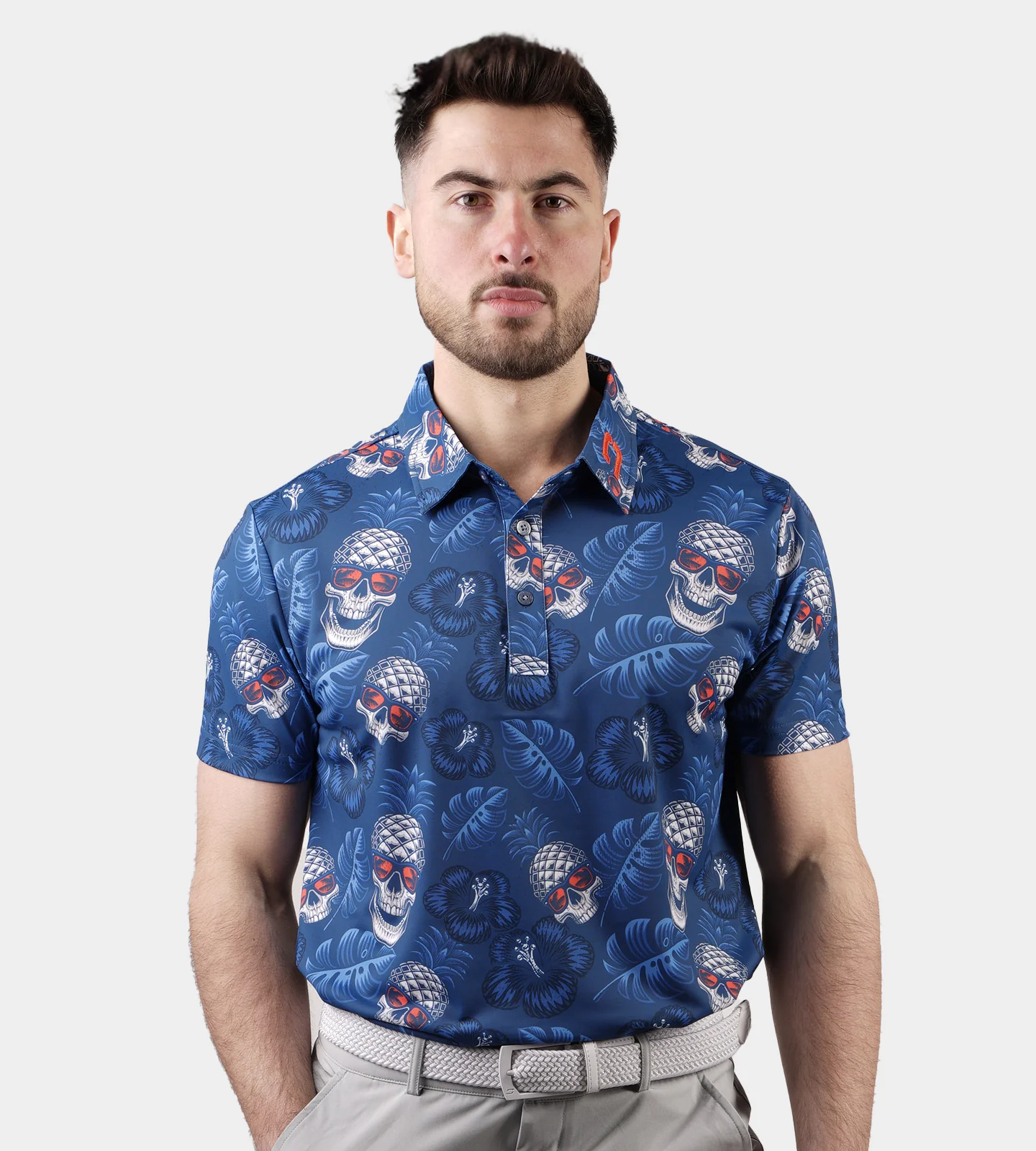 PINEAPPLE SKULLZ 2.0 POLO - NAVY / ORANGE - Image 3