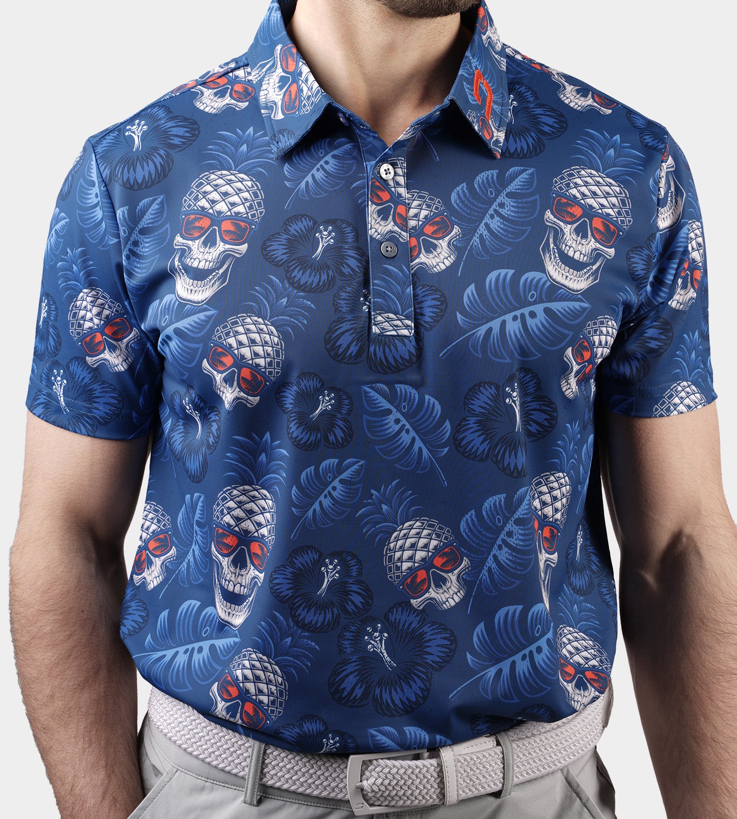 PINEAPPLE SKULLZ 2.0 POLO - NAVY / ORANGE - Image 5