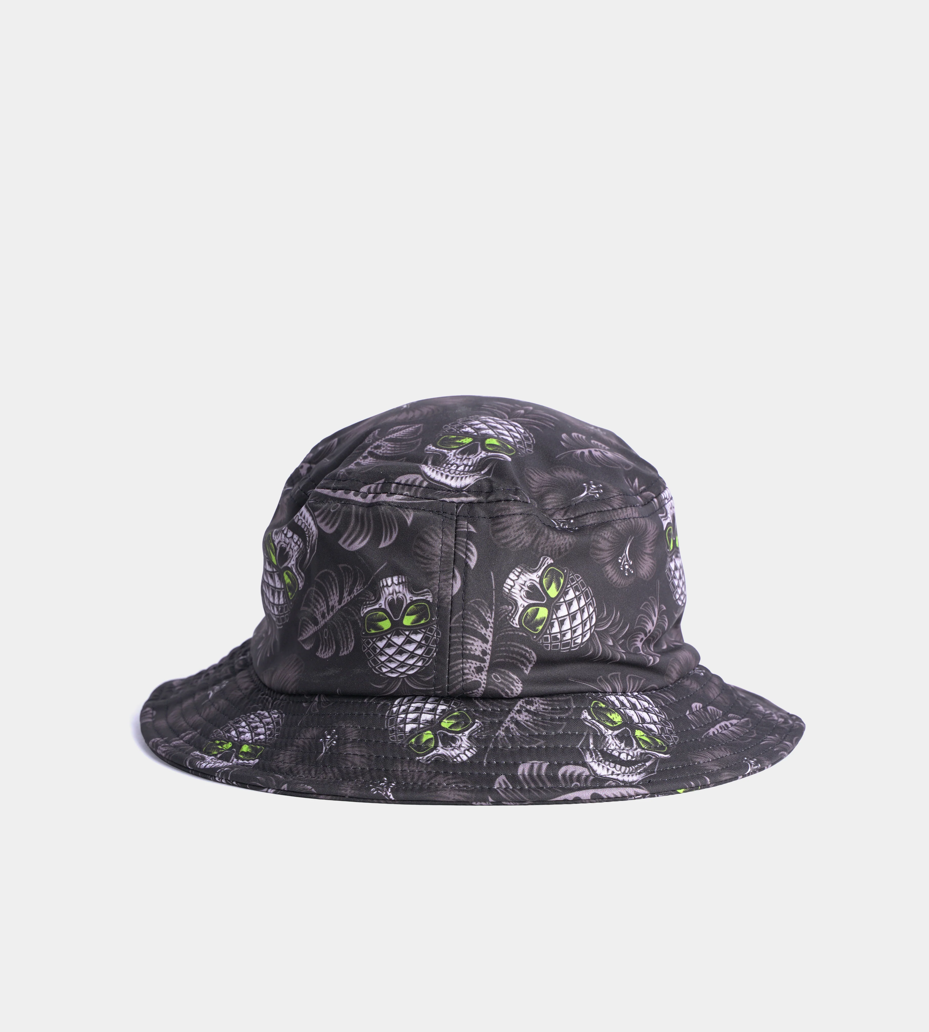 PINEAPPLE SKULLZ BUCKET HAT - BLACK / LIME - Image 2