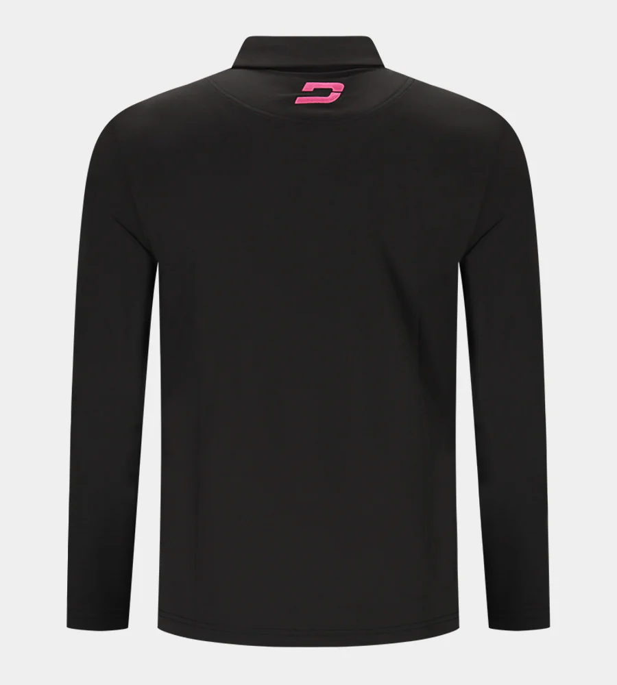 STRIPE PERFORMANCE LONG SLEEVE POLO - BLACK - Image 2
