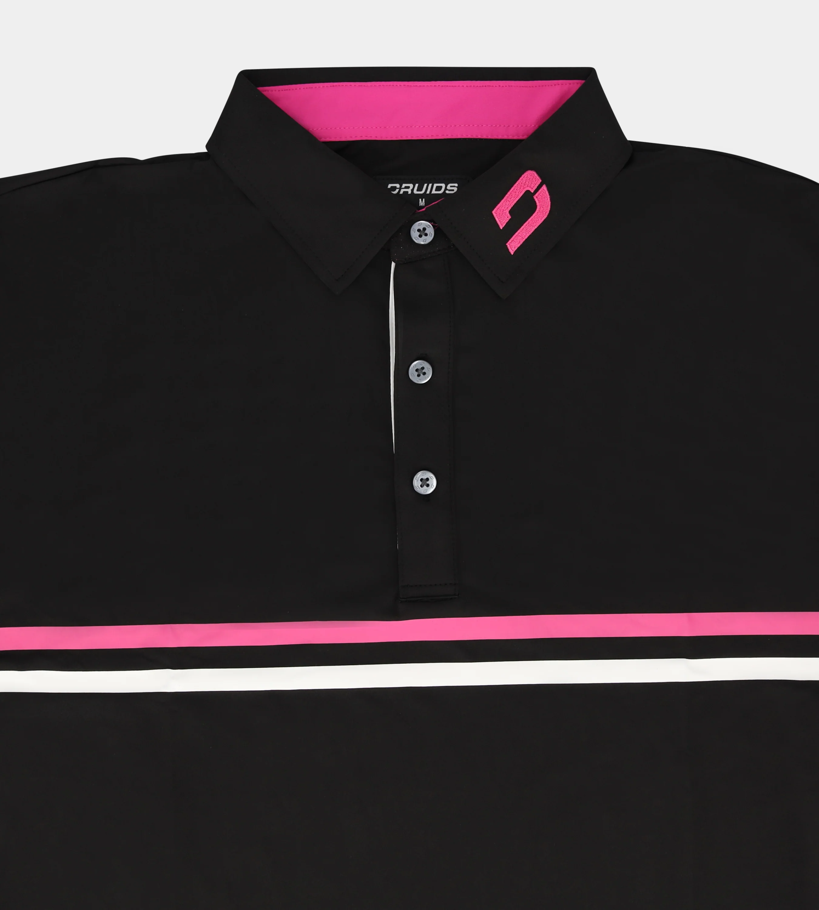 STRIPE PERFORMANCE LONG SLEEVE POLO - BLACK - Image 3