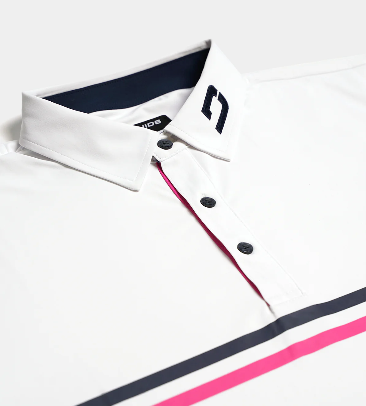 STRIPE PERFORMANCE LONG SLEEVE POLO - WHITE - Image 3