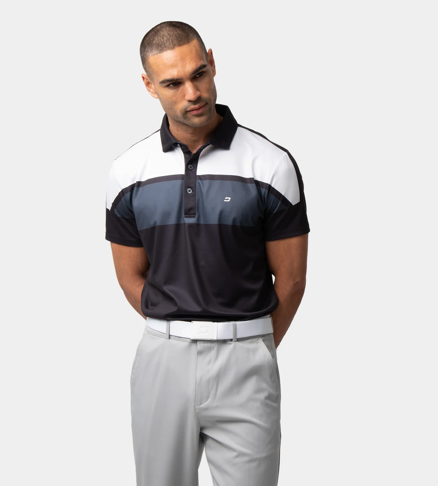 STRIPE PERFORMANCE POLO - BLACK - Image 3