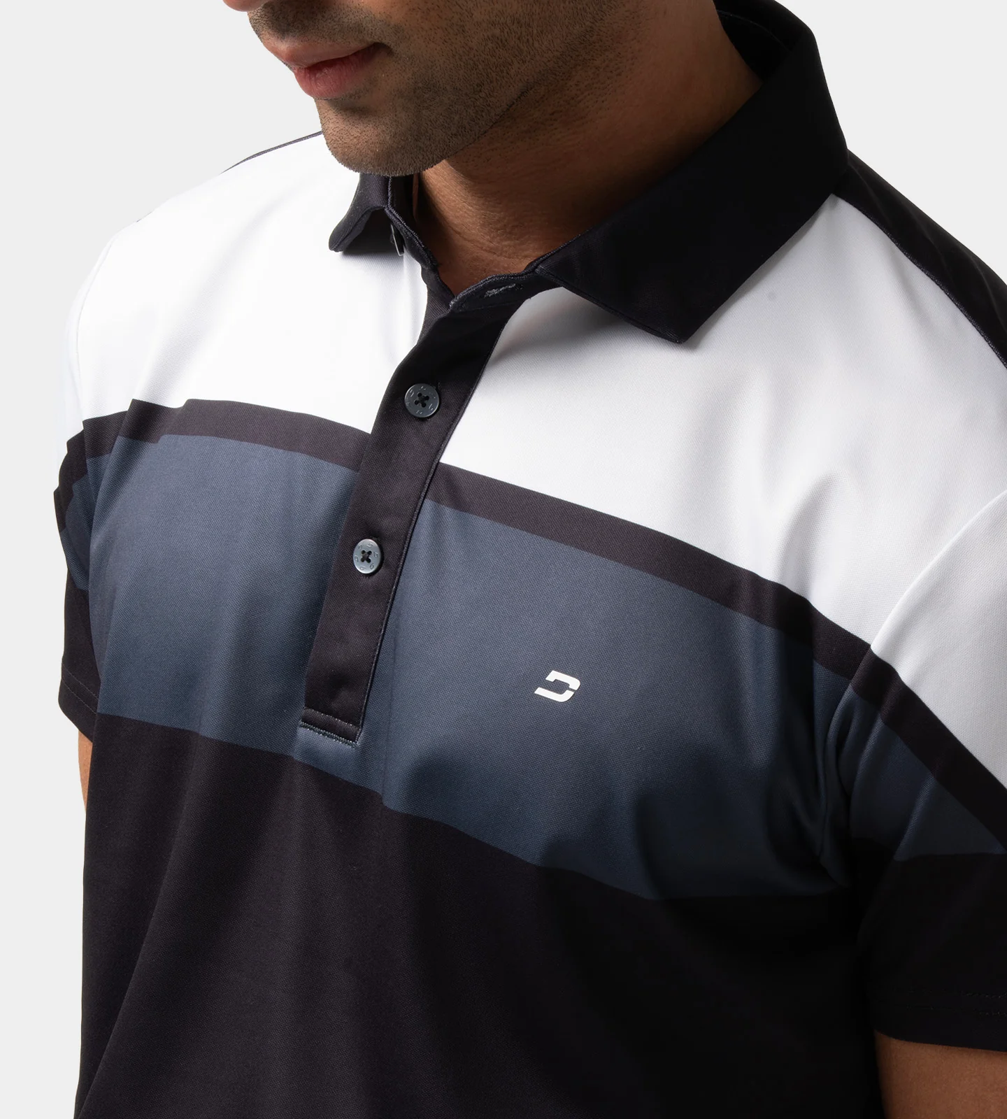 STRIPE PERFORMANCE POLO - BLACK - Image 5