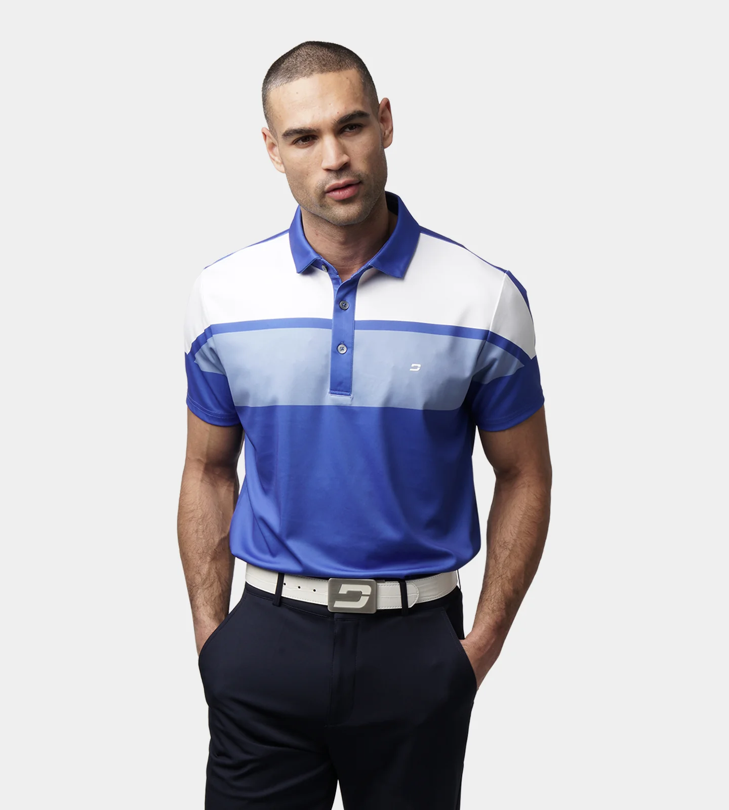 STRIPE PERFORMANCE POLO - BLUE - Image 3