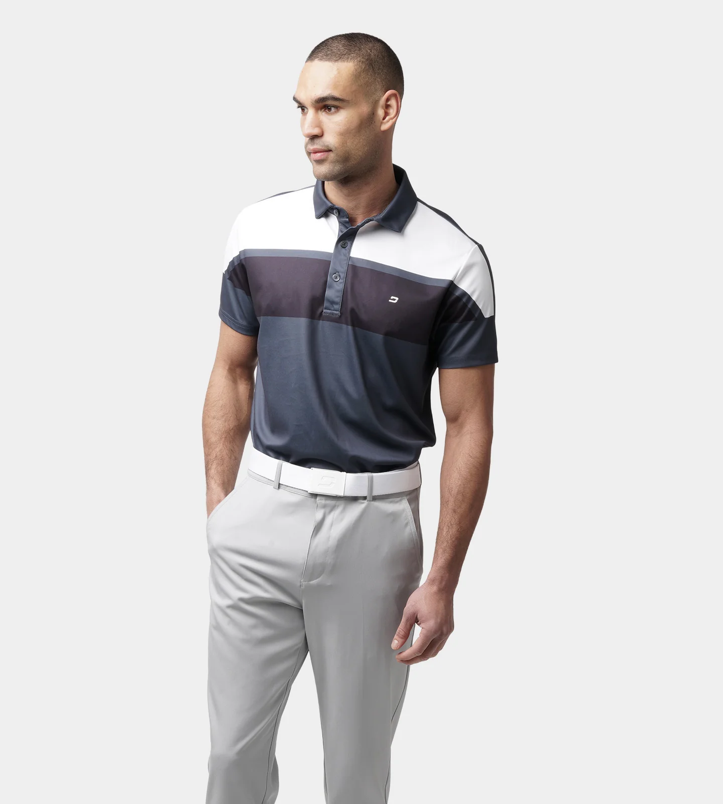 STRIPE PERFORMANCE POLO - CHARCOAL - Image 3