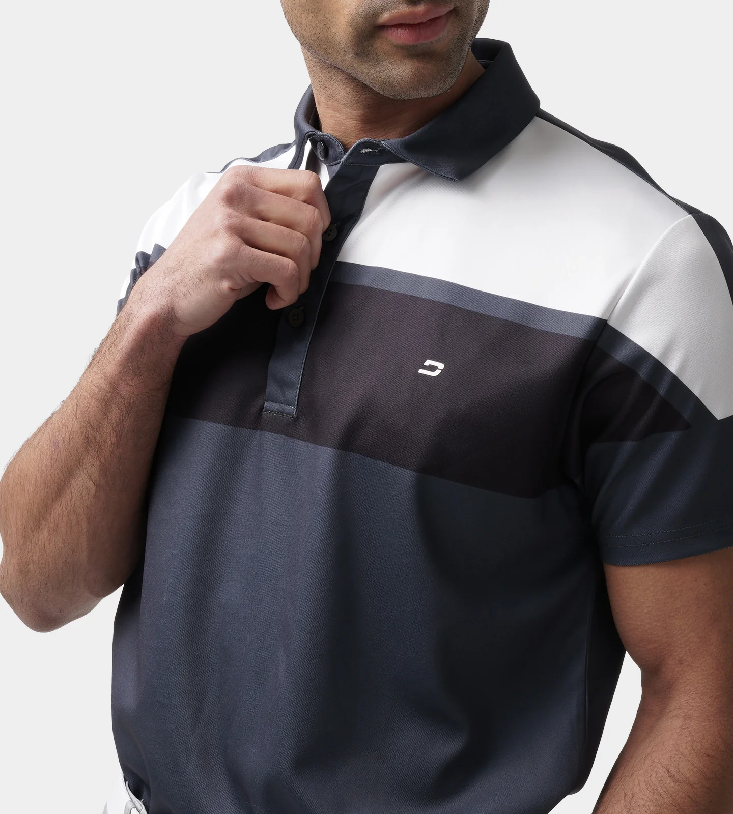 STRIPE PERFORMANCE POLO - CHARCOAL - Image 5