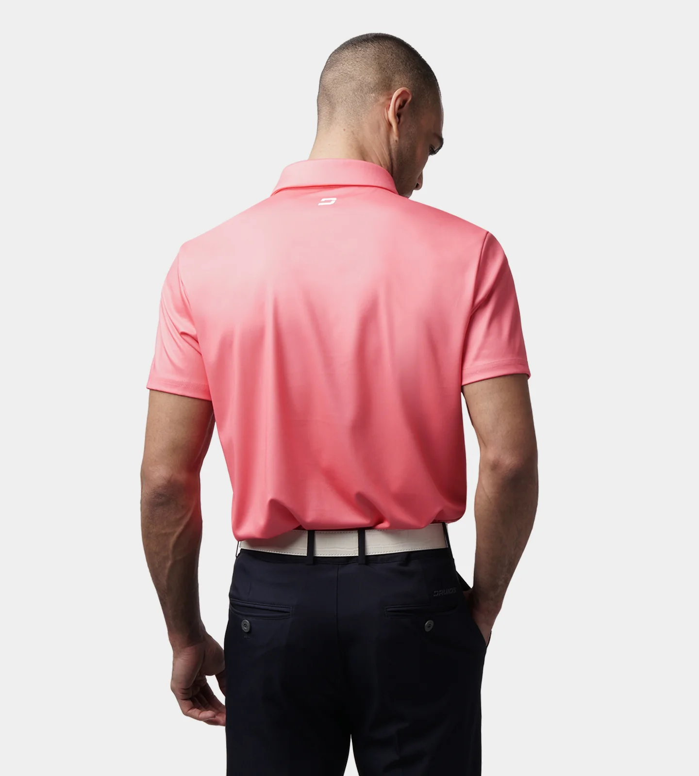 STRIPE PERFORMANCE POLO - CORAL - Image 4