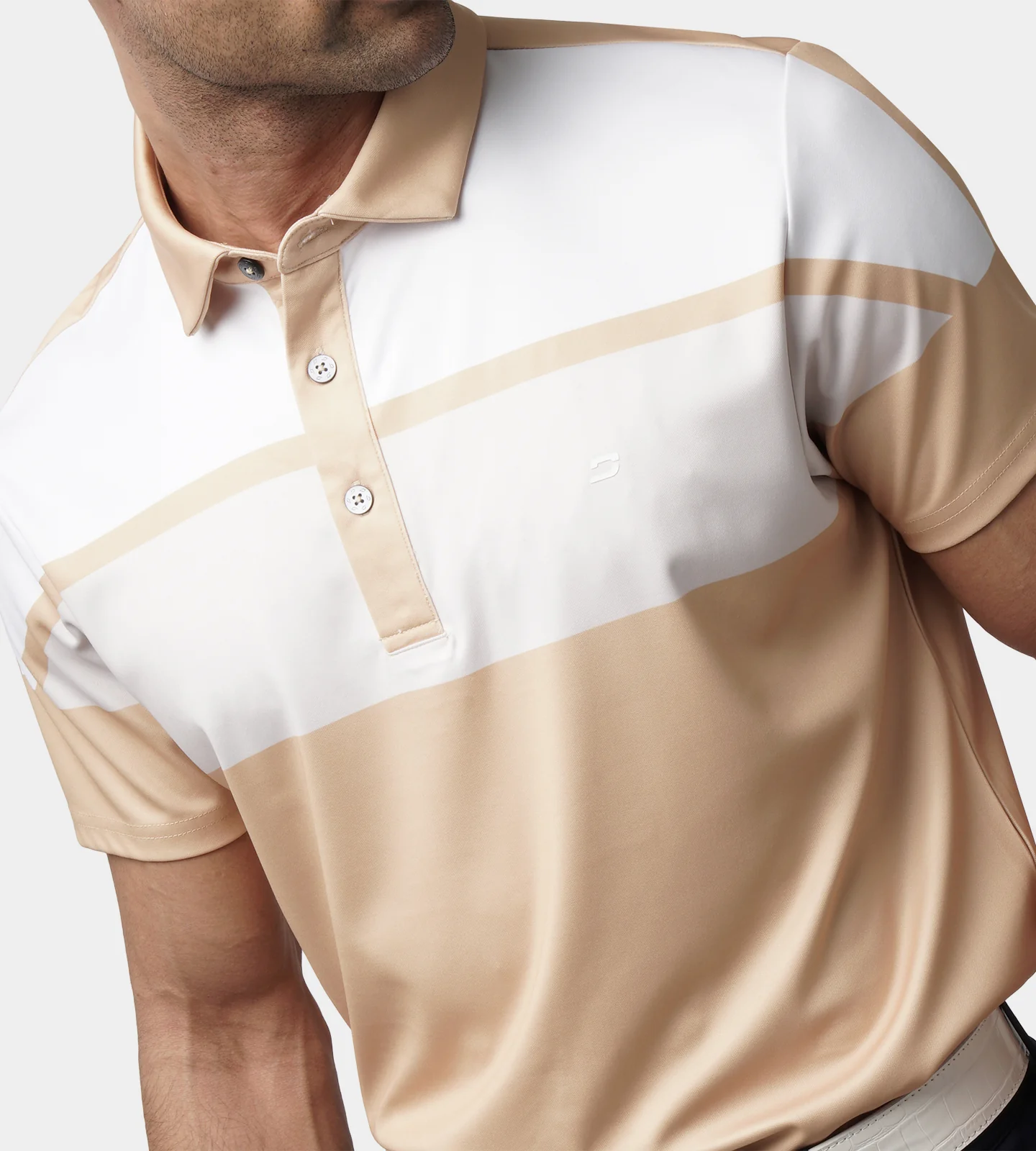 STRIPE PERFORMANCE POLO - GOLD - Image 5