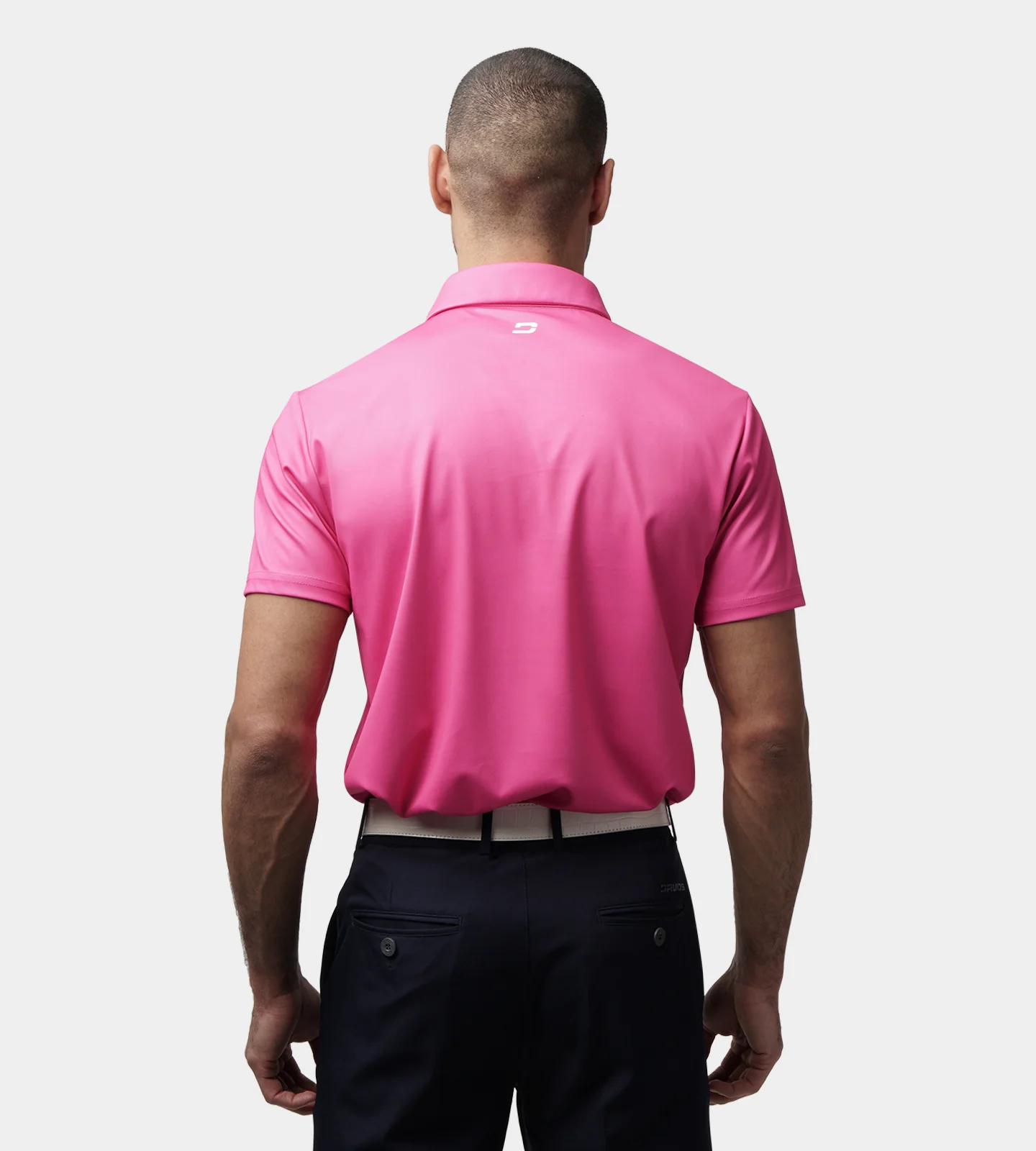 STRIPE PERFORMANCE POLO - PINK - Image 4