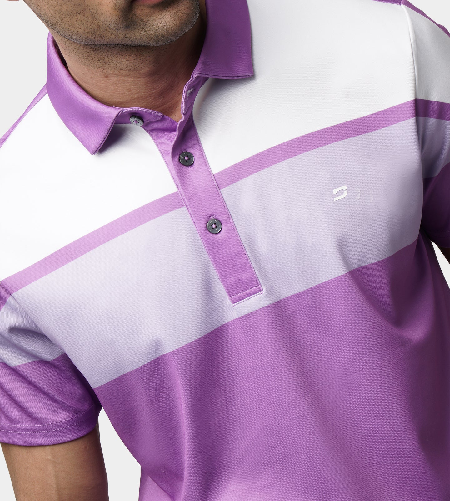 STRIPE PERFORMANCE POLO - PURPLE - Image 5