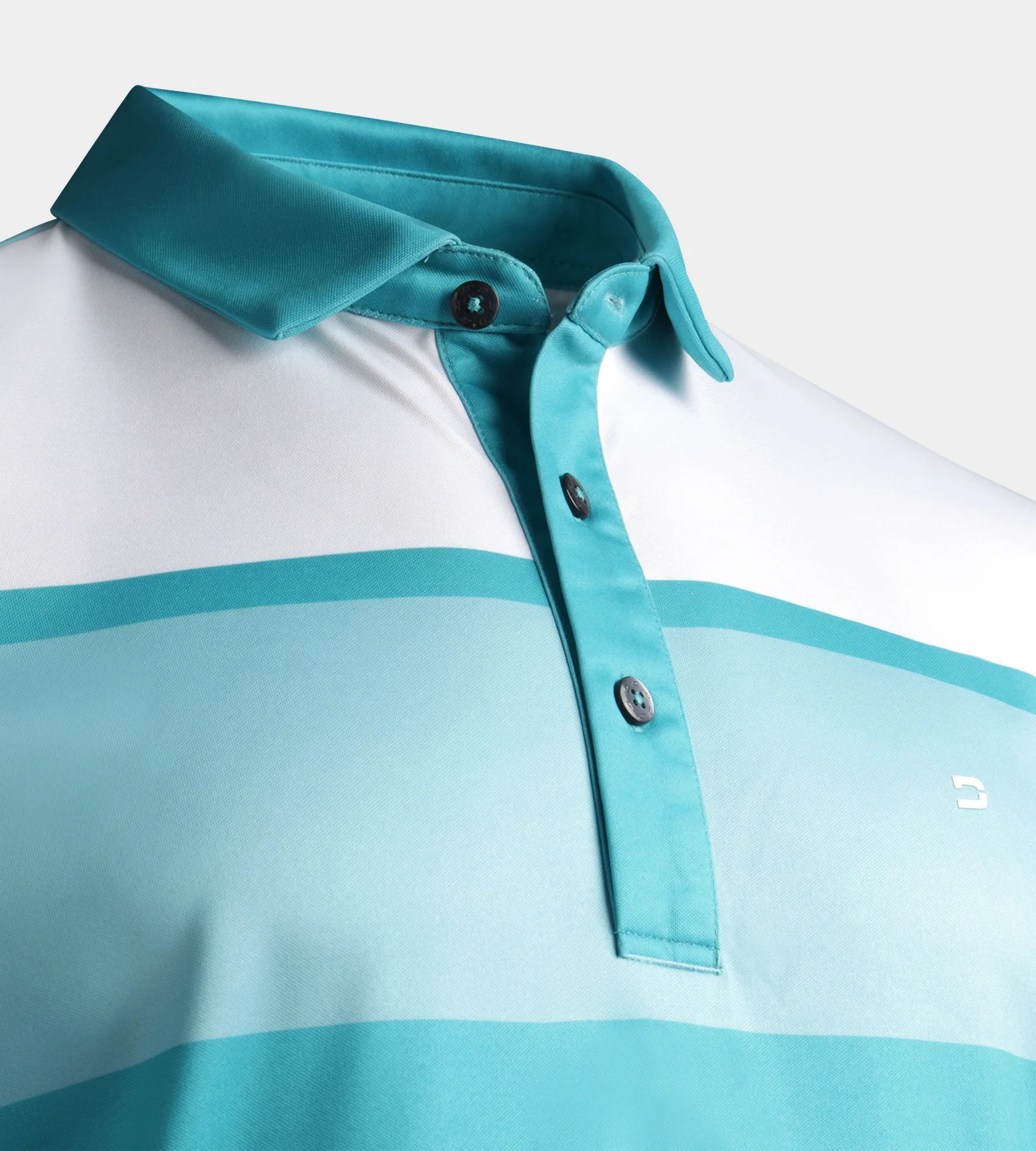 STRIPE PERFORMANCE POLO - TEAL - Image 3