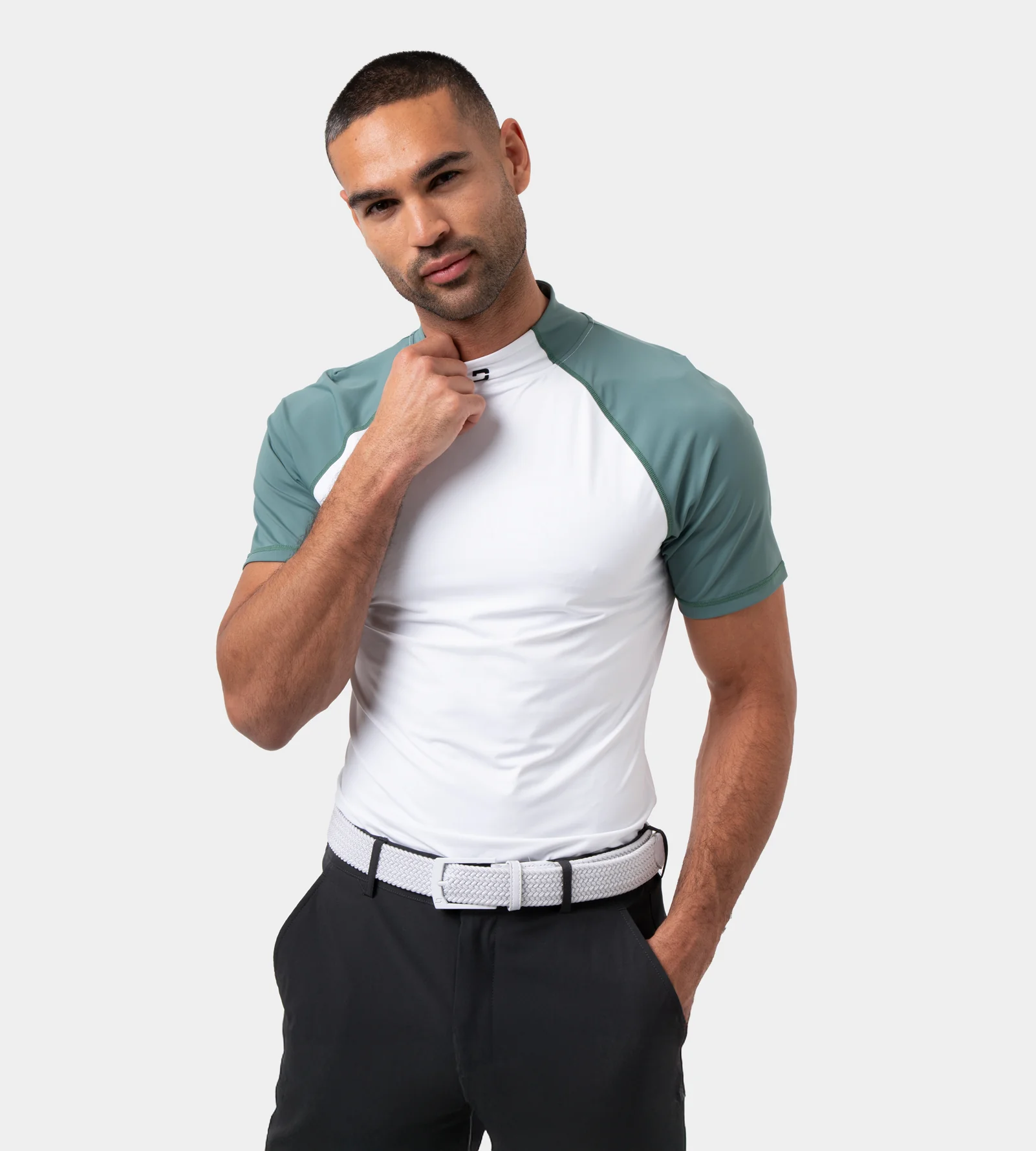 TEE TIGHT BASELAYER - SAGE/ WHITE - Image 3
