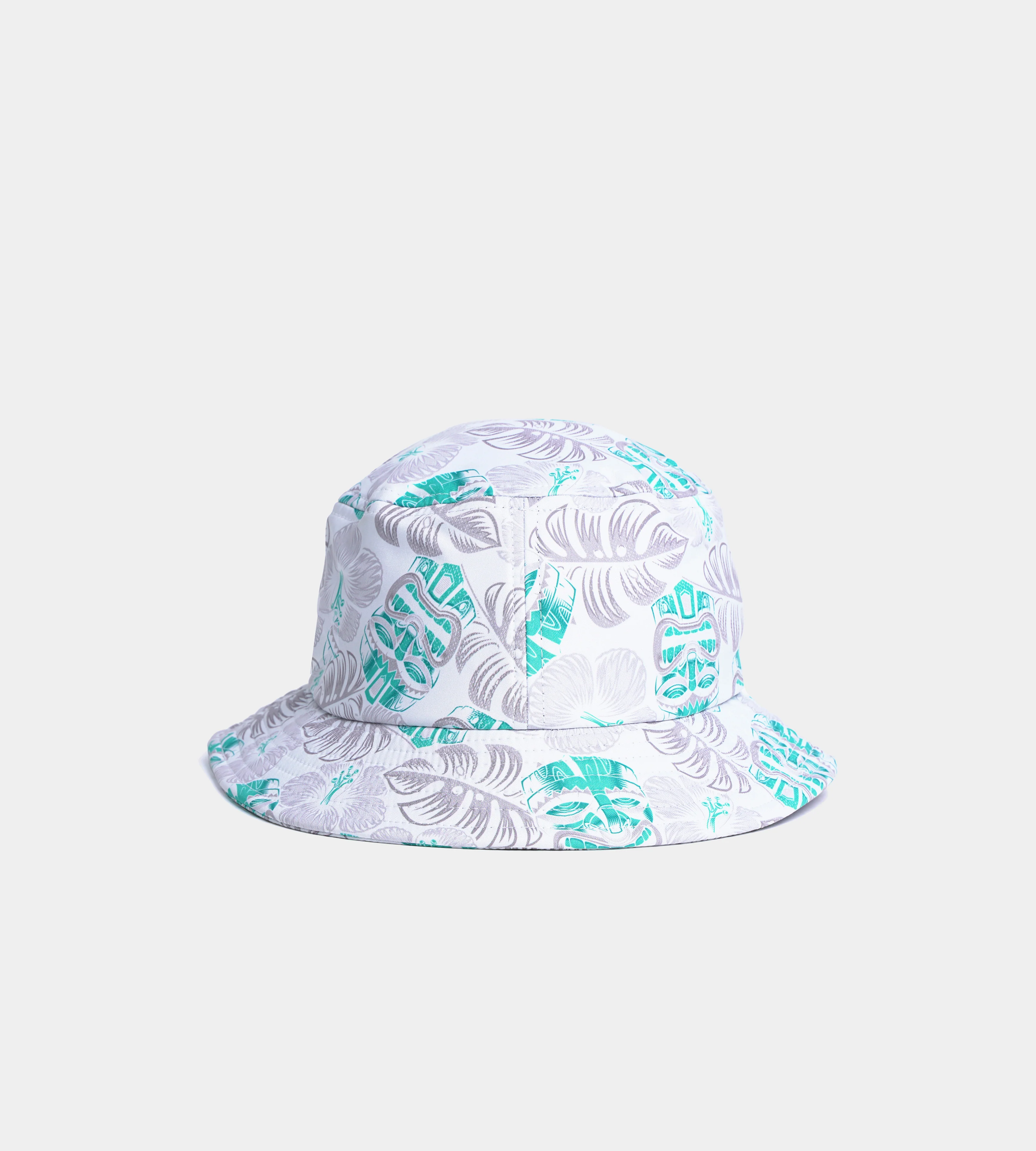 TIKI BUCKET HAT - WHITE / TEAL - Image 2