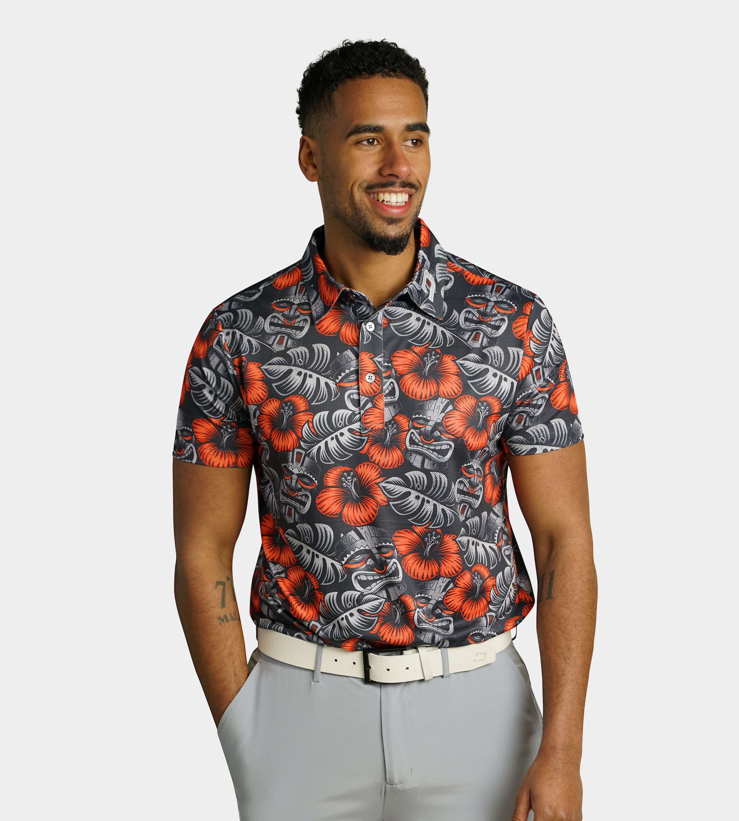 TIKI POLO - CHARCOAL / ORANGE - Image 3