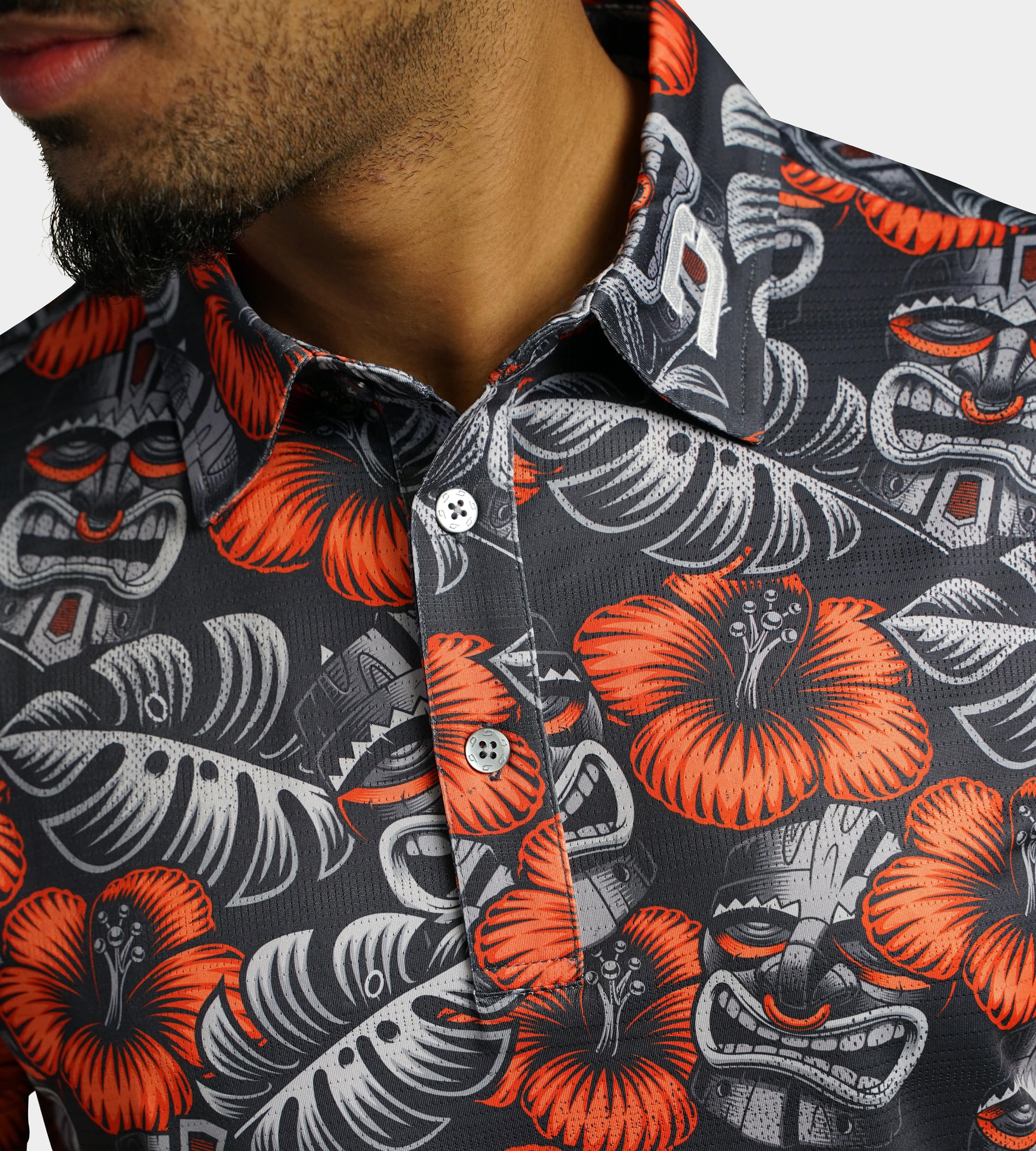 TIKI POLO - CHARCOAL / ORANGE - Image 4
