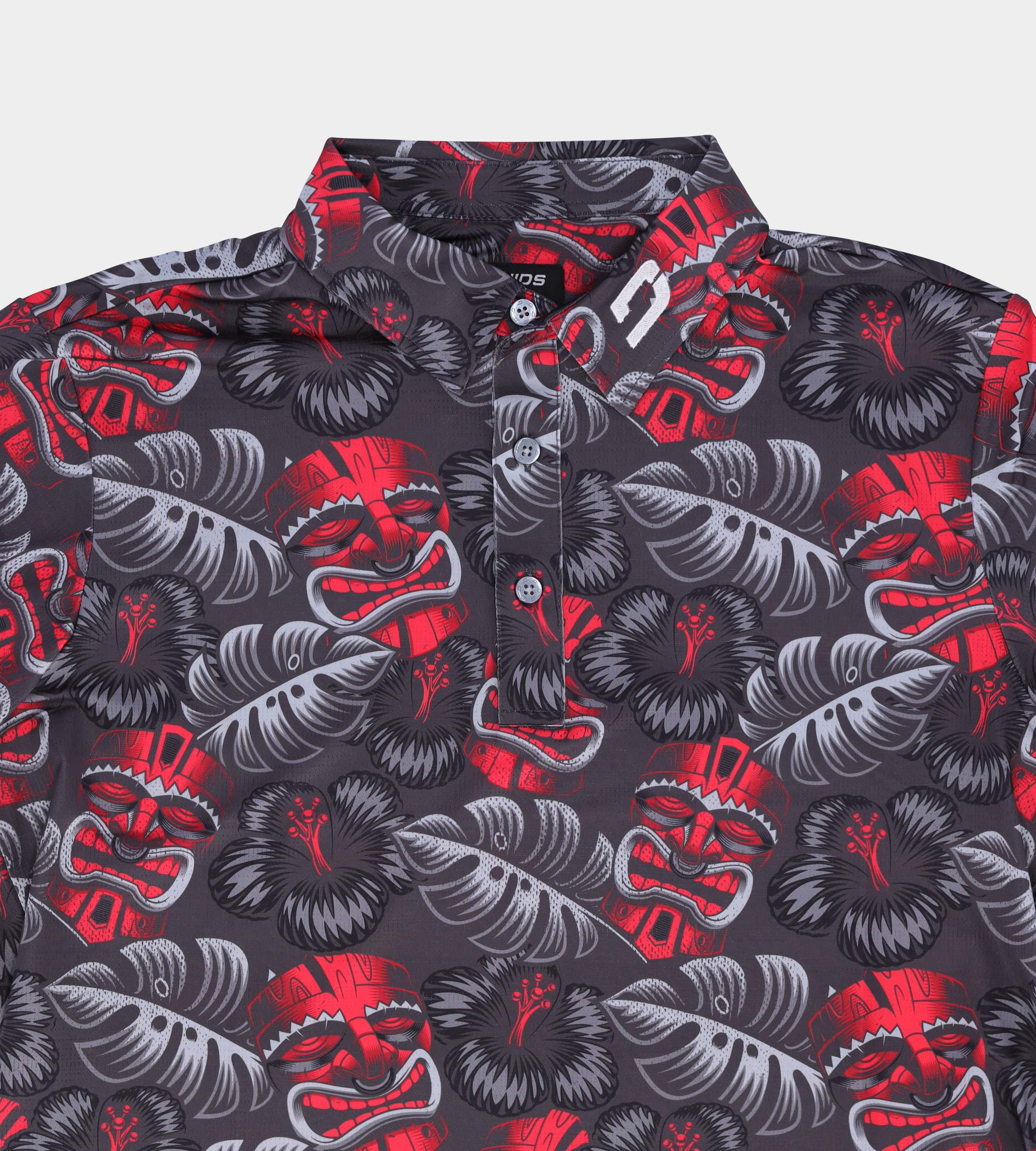 TIKI POLO - CHARCOAL / RED - Image 5