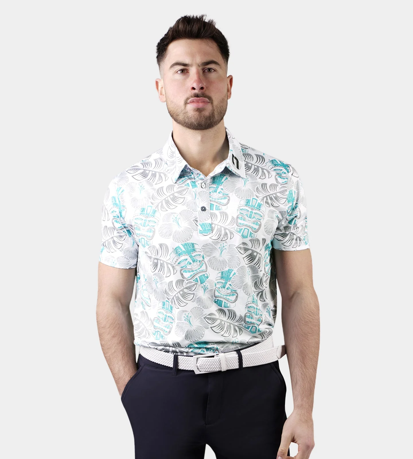 TIKI POLO - WHITE / TEAL - Image 3