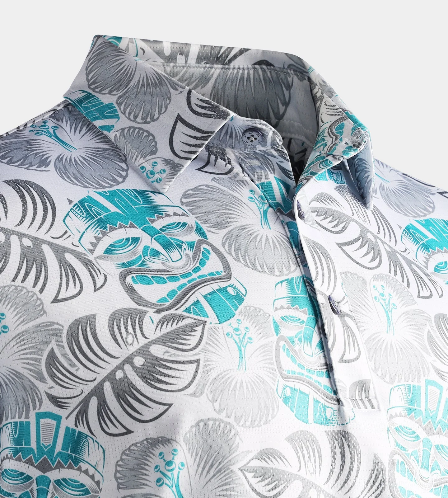 TIKI POLO - WHITE / TEAL - Image 6