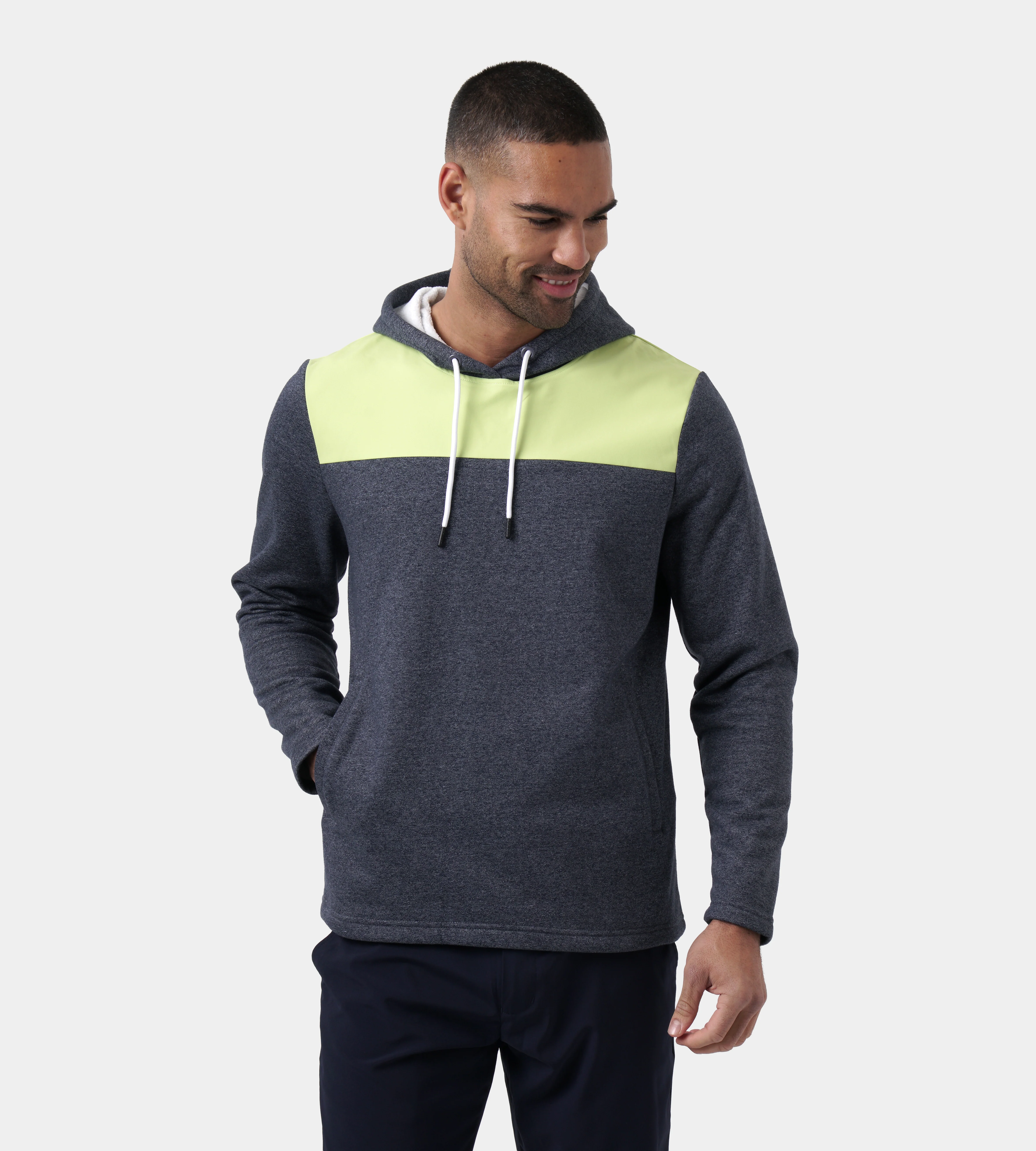 TRENDY HOODIE - LIME/WHITE - Image 3