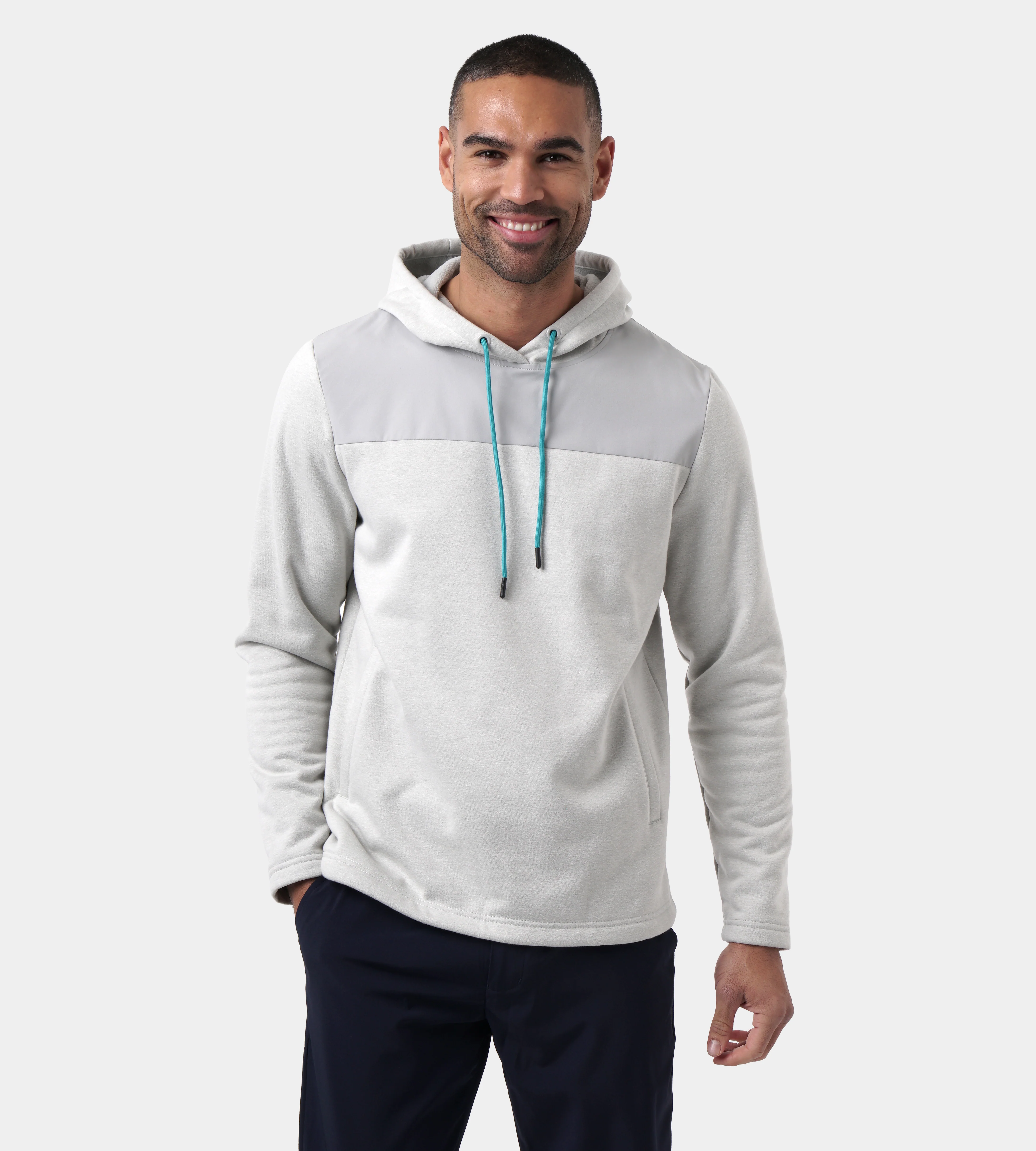 TRENDY HOODIE - WHITE/TEAL - Image 3