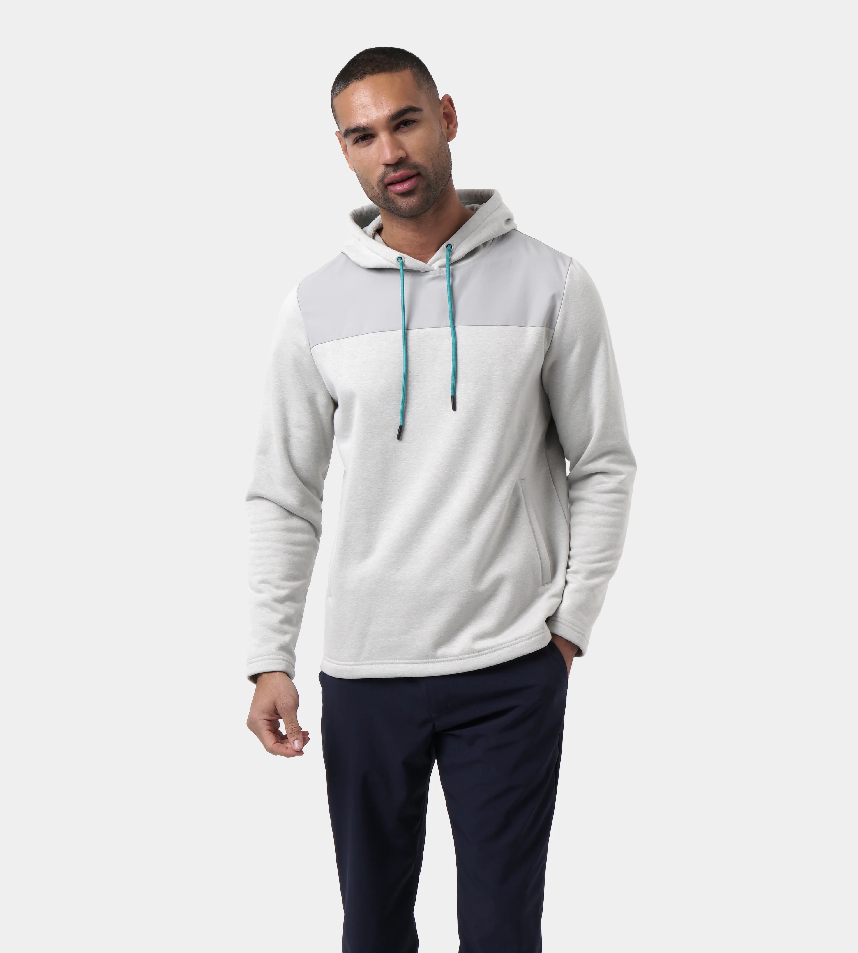 TRENDY HOODIE - WHITE/TEAL - Image 6